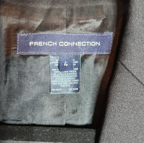 French Connection Black Virgin Wool Womens Blazer Size 4 Career Workwear - Picture 7 of 8